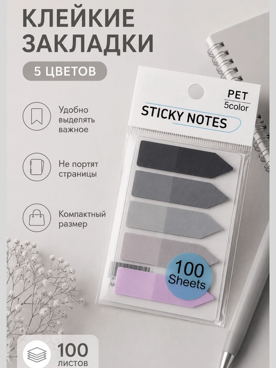 Color Note yopishqoq xatcho‘plari, 10 ta rang - 