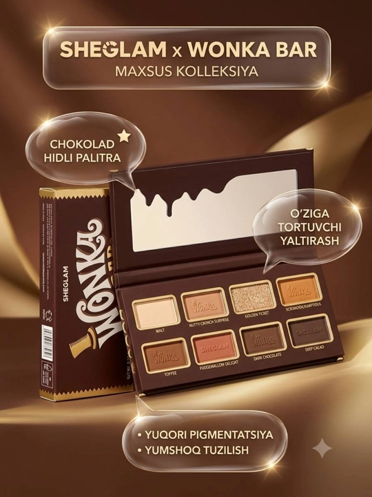 SHEGLAM ko'z teni palitrasi, yuqori pigmentli, uzoq saqlanadi - 