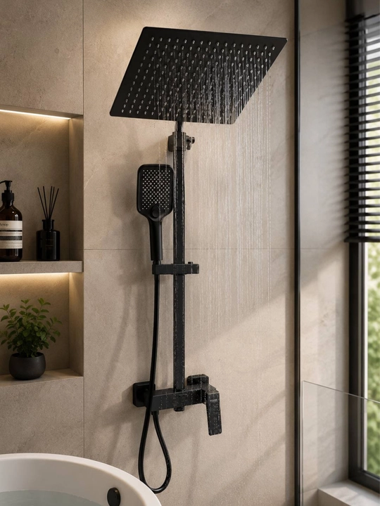 Dush komplekti, qora dush tizimi, kvadrat dushlik, qo'l dushligi, vannaxona dushi - 