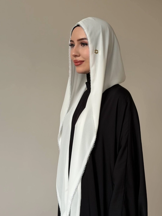 Шарф с капюшоном Safiya – ручная отделка камнями, производство Бишкек - 