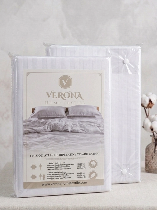 Yotoq to'plam Strayp satin - 1 va 2 kishilik, 100% paxta - 