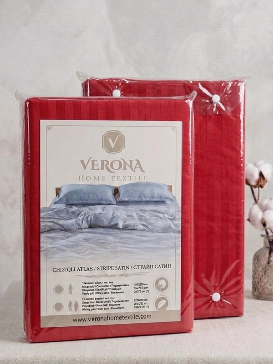 Yotoq to'plam Strayp satin - 1 va 2 kishilik, 100% paxta - 