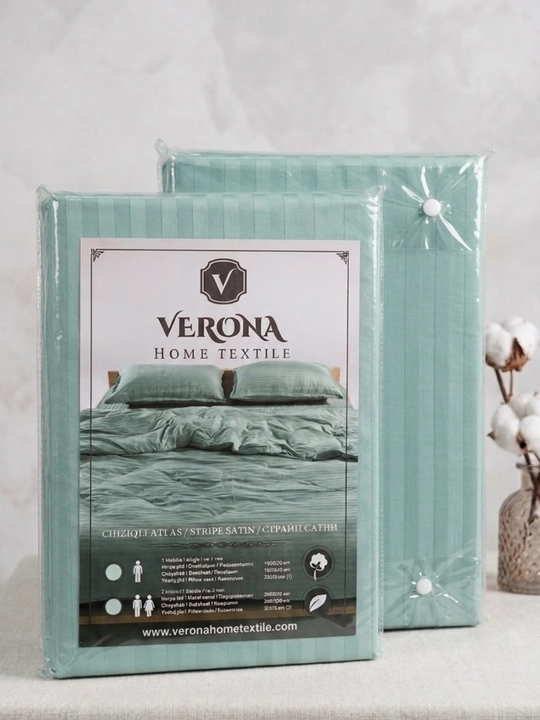 Yotoq to'plam Strayp satin - 1 va 2 kishilik, 100% paxta - 