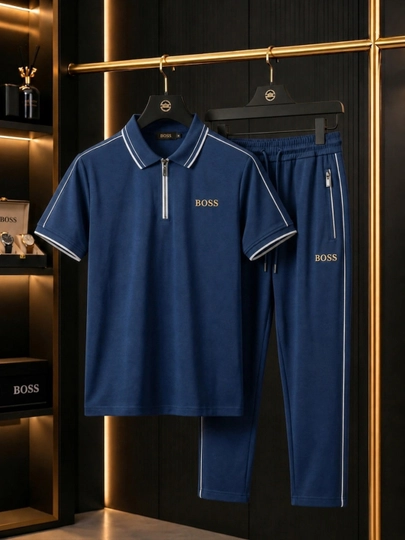 Спортивный костюм мужской Zegna, комплект футболка-поло на молнии и штаны — AVNS-ZEGNA-МОРСК-XXXL