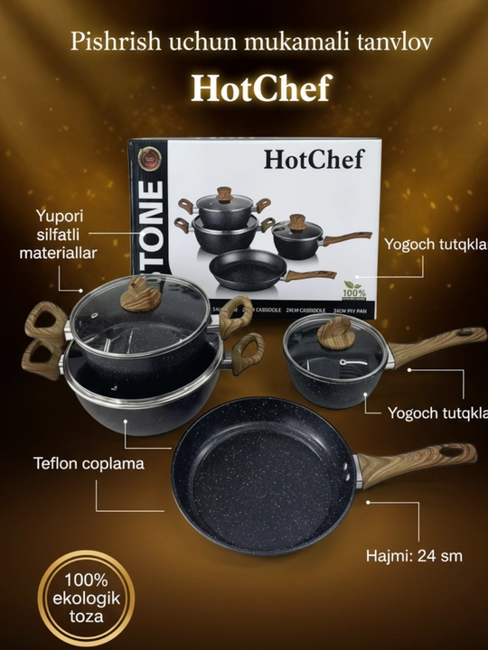 Набор посуды HotChef из 7 предметов с гранитным антипригарным покрытием