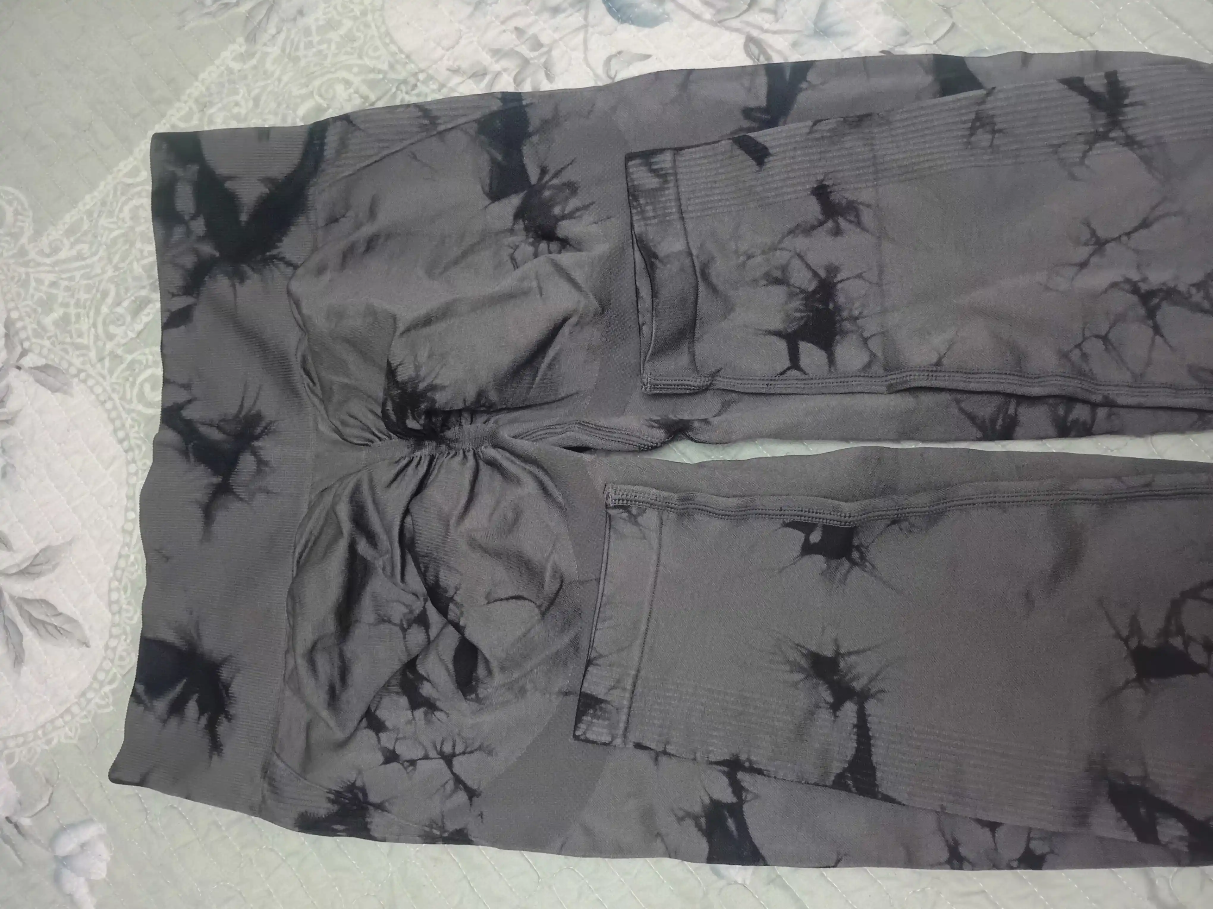 Леггинсы спортивные, лосины для фитнеса, Push-Up, Tie-dye, утягивающие, подчеркивает формы