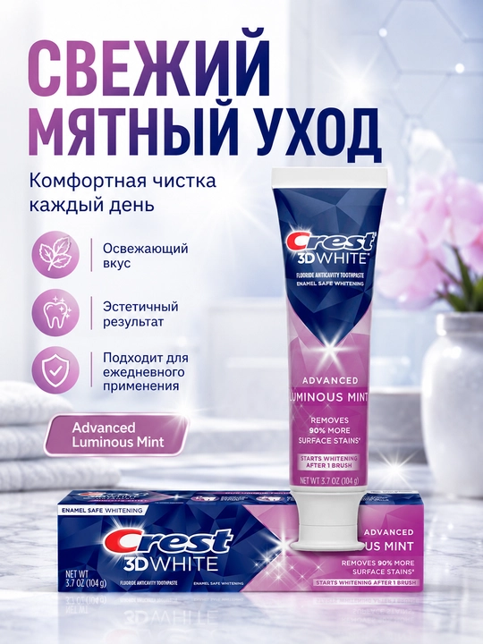 Crest 3D White зубная паста Advanced Luminous Mint, 104 г США