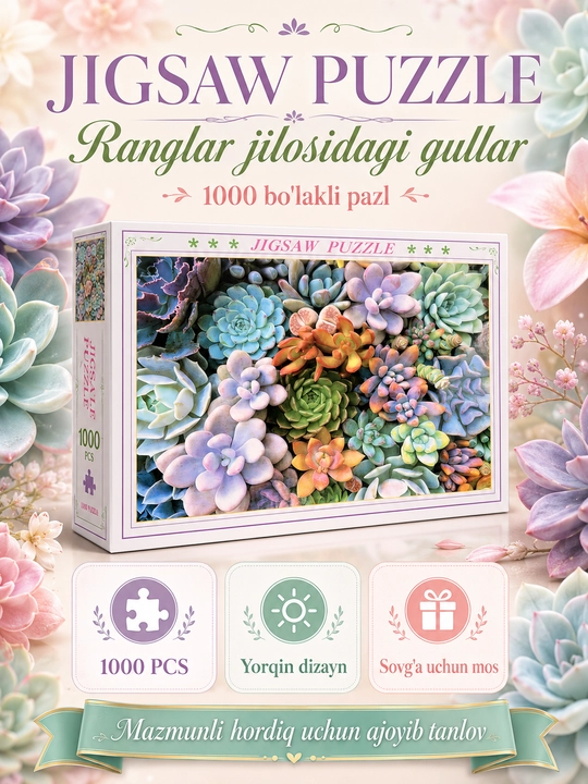 Jigsaw Puzzle пазл 1000 деталей, 50x75 см, для детей и взрослых - 