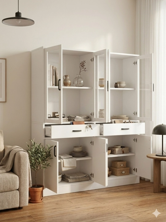 Mebel Meduza: Shkaf-vitrina, yig‘ilgan holda, LDSP-si