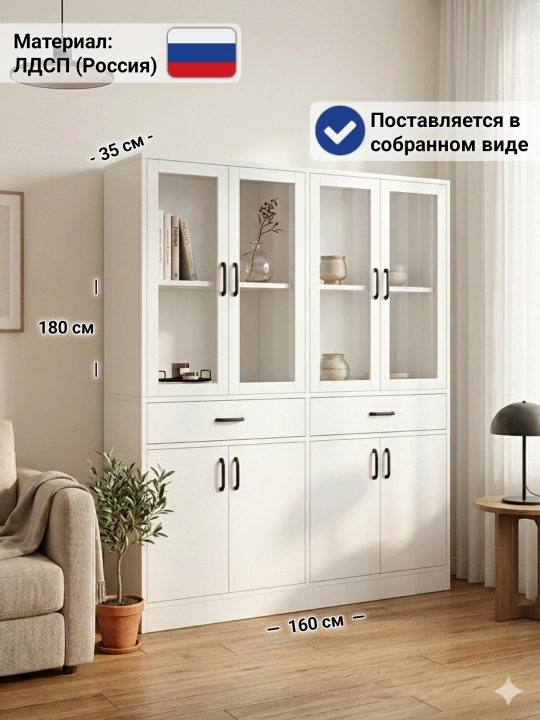 Mebel Meduza: Shkaf-vitrina, yig‘ilgan holda, LDSP-si