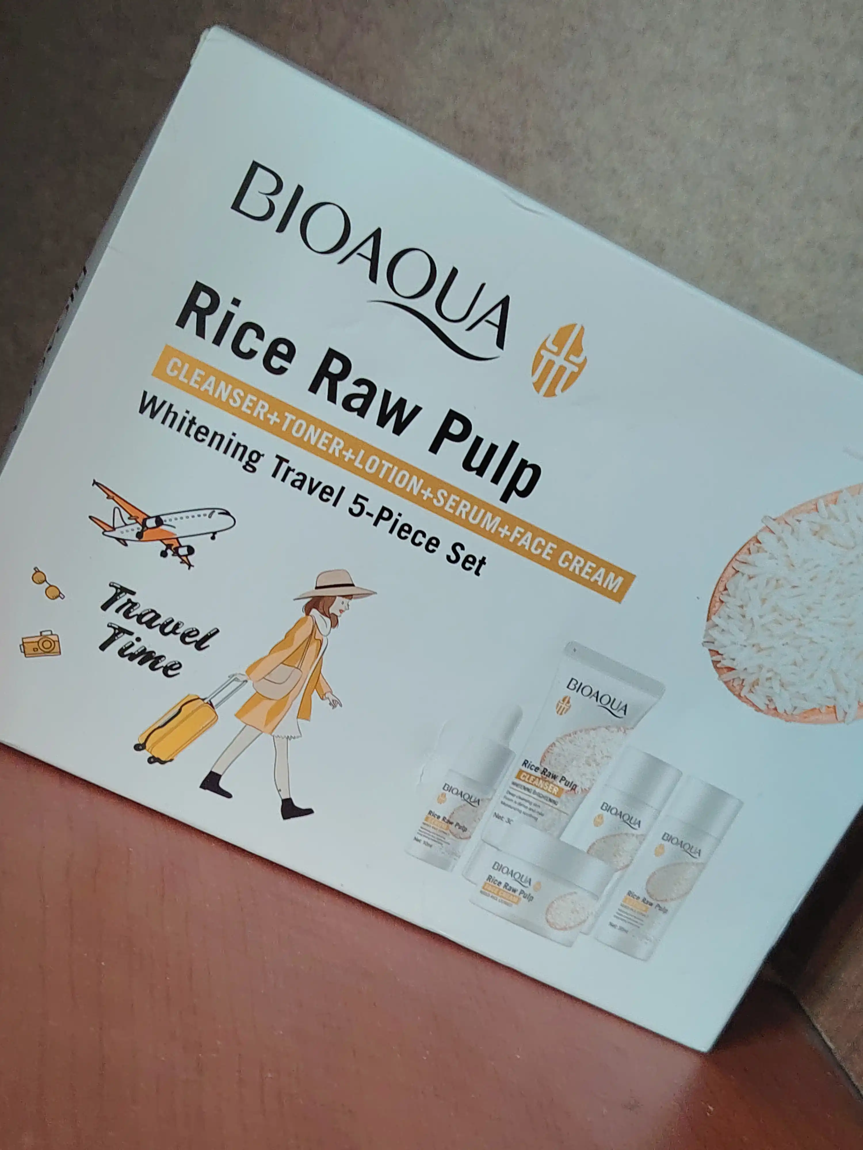 Мини набор для ухода за лицом Bioaqua 5 в 1, омолаживающий, с экстрактом риса