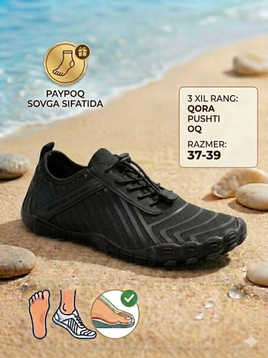 Sport zallari va fitnes uchun Barefoot krossovkalari, sovg‘a sifatida barmoqli paypoqlar - 