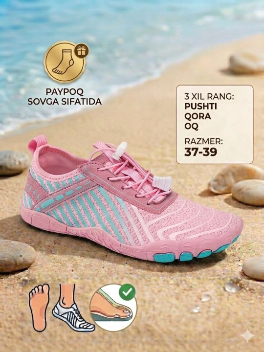 Sport zallari va fitnes uchun Barefoot krossovkalari, sovg‘a sifatida barmoqli paypoqlar - 