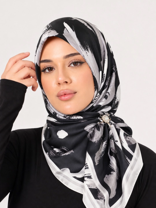 Ayollar ipak ro‘molchasi, hijob, sharf, 90 x 90 sm