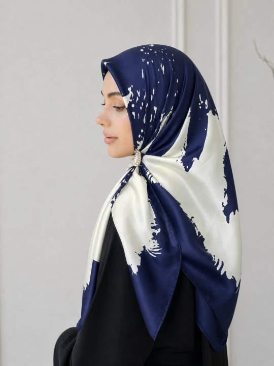 Ayollar ipak ro‘molchasi, hijob, sharf, 90 x 90 sm - 