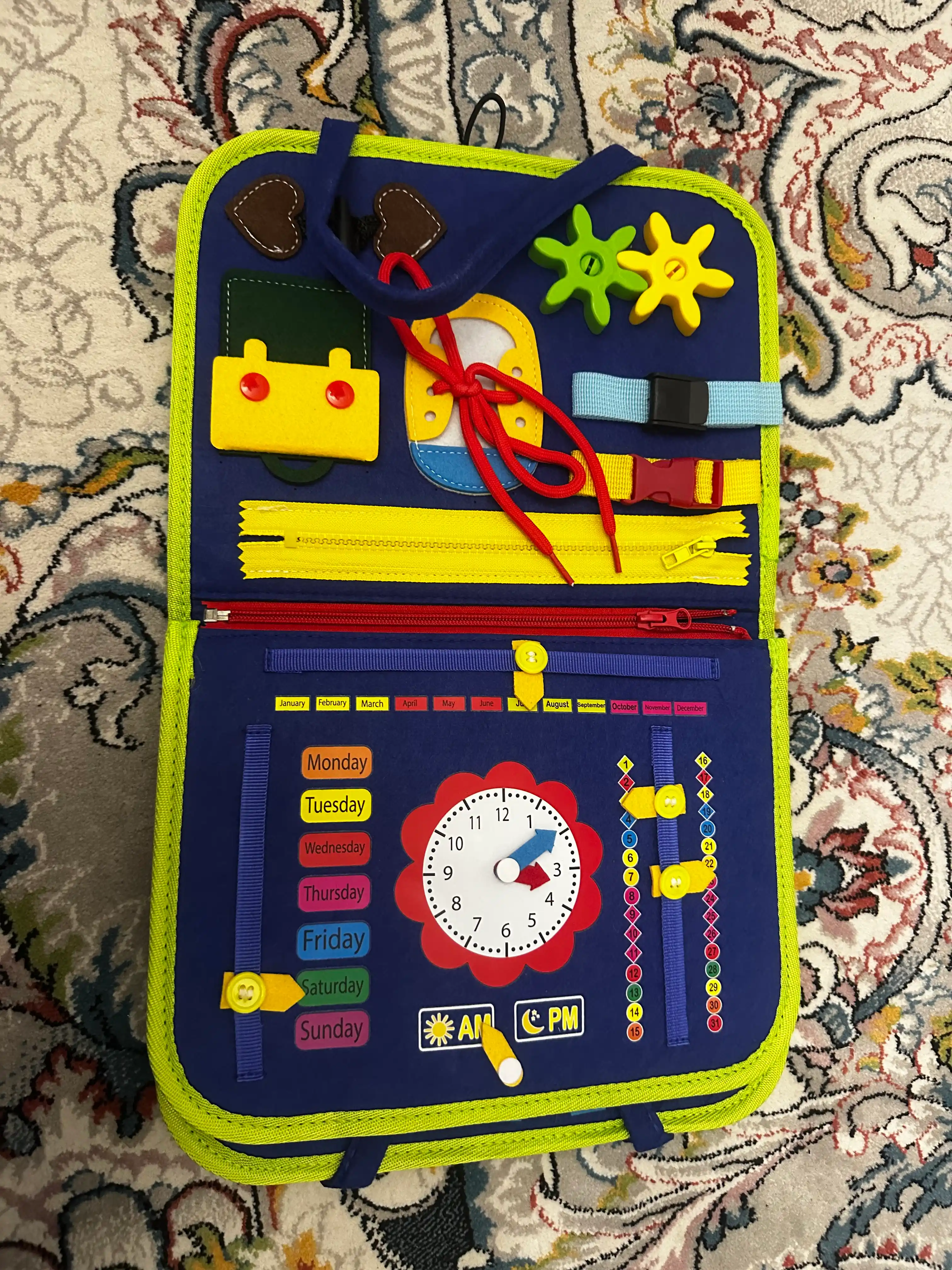 Bizibord kitob, o'quv o'yinchoq, bizibord yo'lga, bolalar uchun o'yinchiq kitob, montessori
