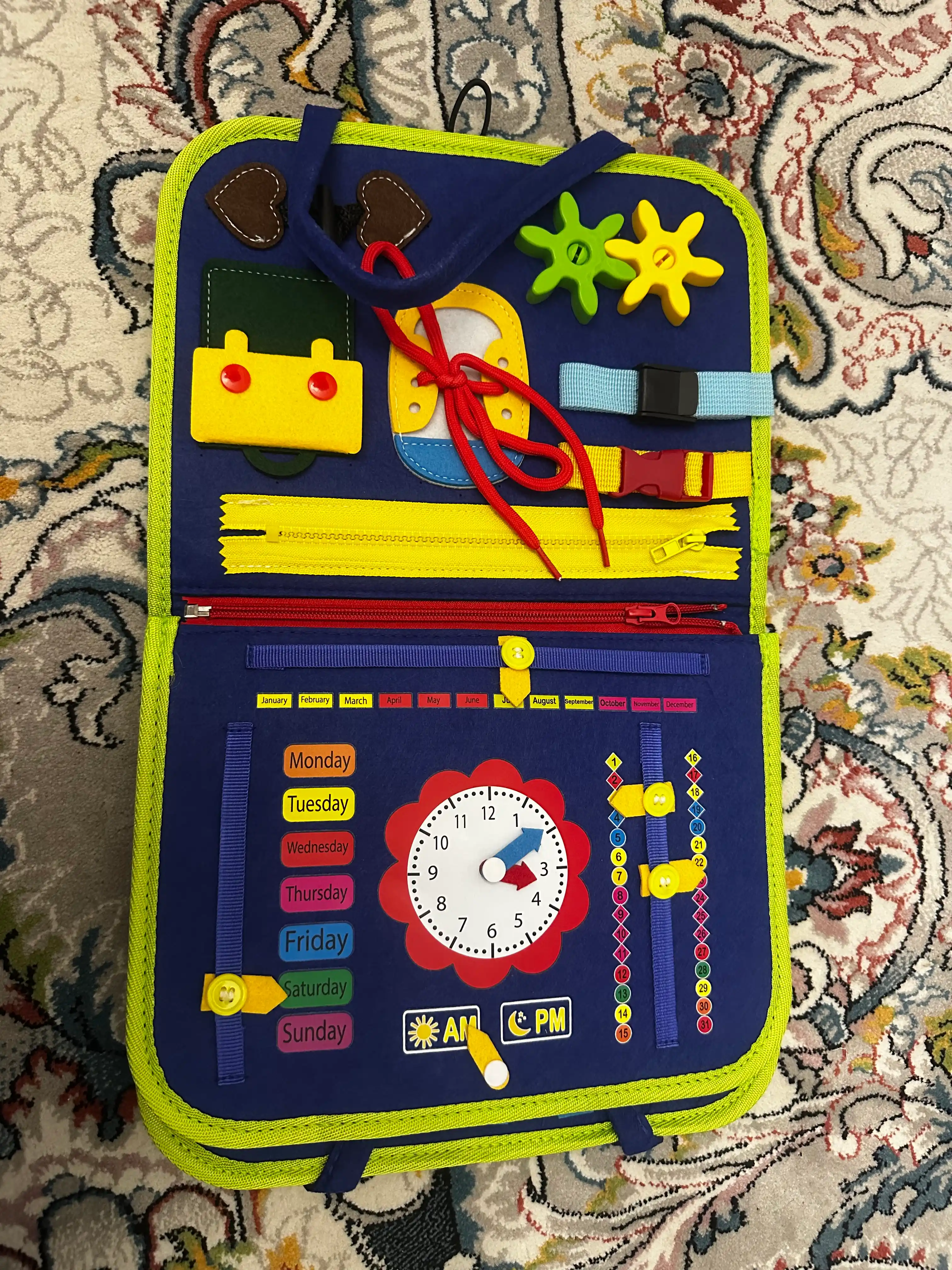 Bizibord kitob, o'quv o'yinchoq, bizibord yo'lga, bolalar uchun o'yinchiq kitob, montessori