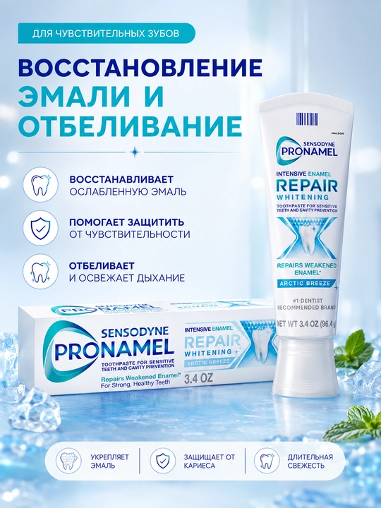 Зубная паста Sensodyne Pronamel для чувствительных зубов и защиты эмали США - 