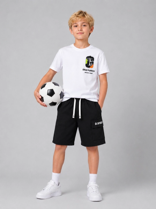 O‘g‘il bolalar sport komplekti futbolka short yozgi teen outfit casual set