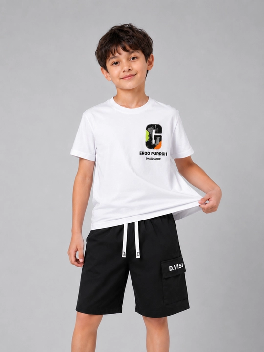 O‘g‘il bolalar sport komplekti futbolka short yozgi teen outfit casual set
