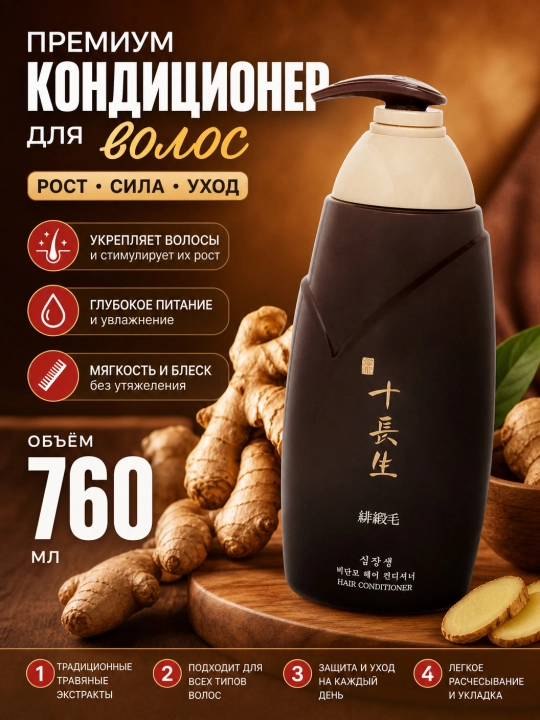 Увлажняющий кондиционер для волос Корея Rosee eco aloe, 760 мл - 
