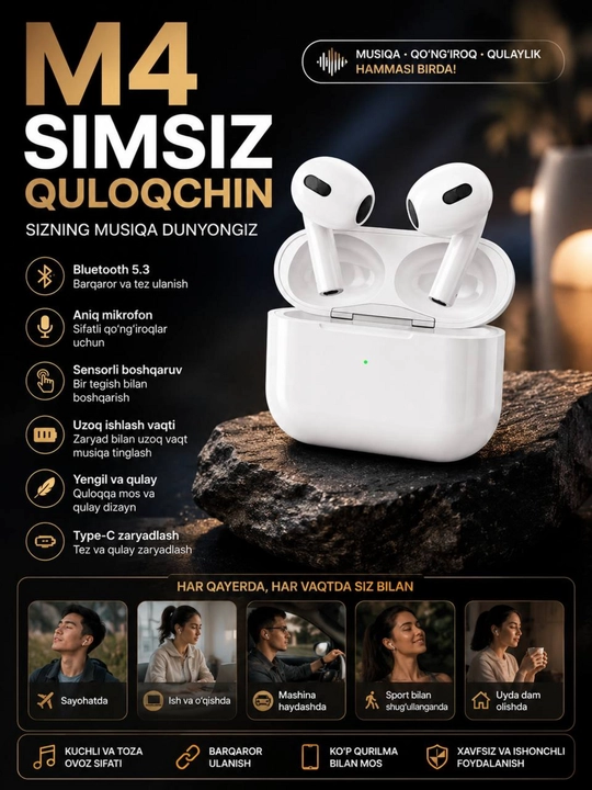 Pods pro 3 simsiz quloqchin ANC, Android va iPhone uchun - 