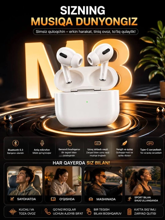 Simsiz quloqchinlar APods pro 2, iPhone va android uchun - 