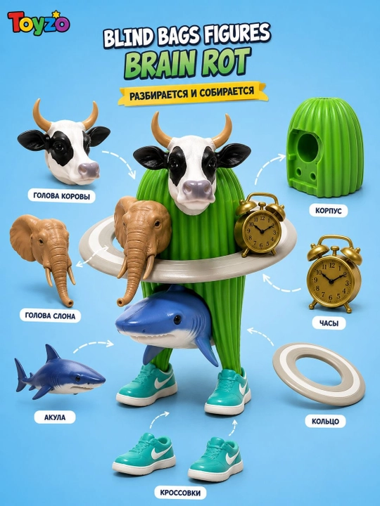 Toyzo Brain Rot — Kolleksion yig‘ma figurka-konstruktor