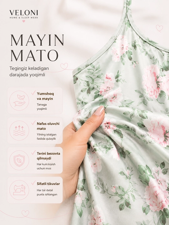 Ayollar pijamasi, ayollar uchun penyuar, tungi ko‘ylak