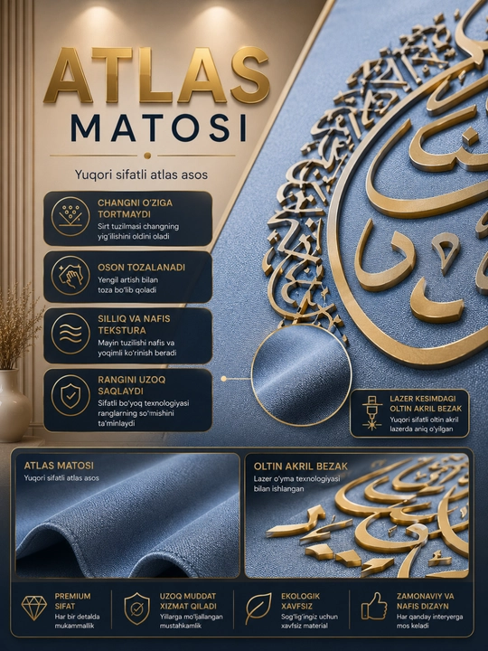 Oyatul Kursi, Ixlos, Naas kartinasi Islomiy devor bezagi 3 panel