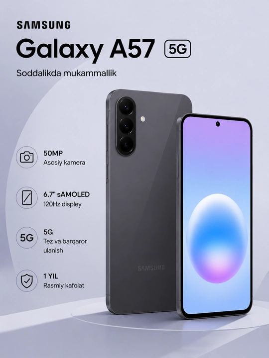 Samsung Galaxy A57 5G, 50MP, Super AMOLED, 120Hz, 1 год гарантии - 