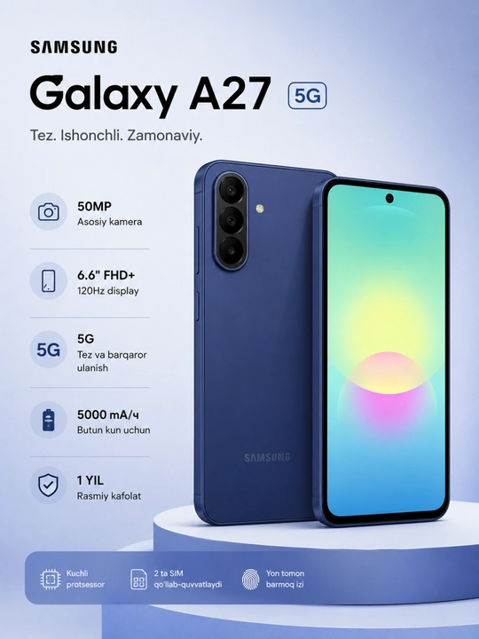 Samsung Galaxy A27 5G, Uzimei зарегистрированы, 1 год гарантии, 50МП, 5000 мА/ч, 120Гц - 