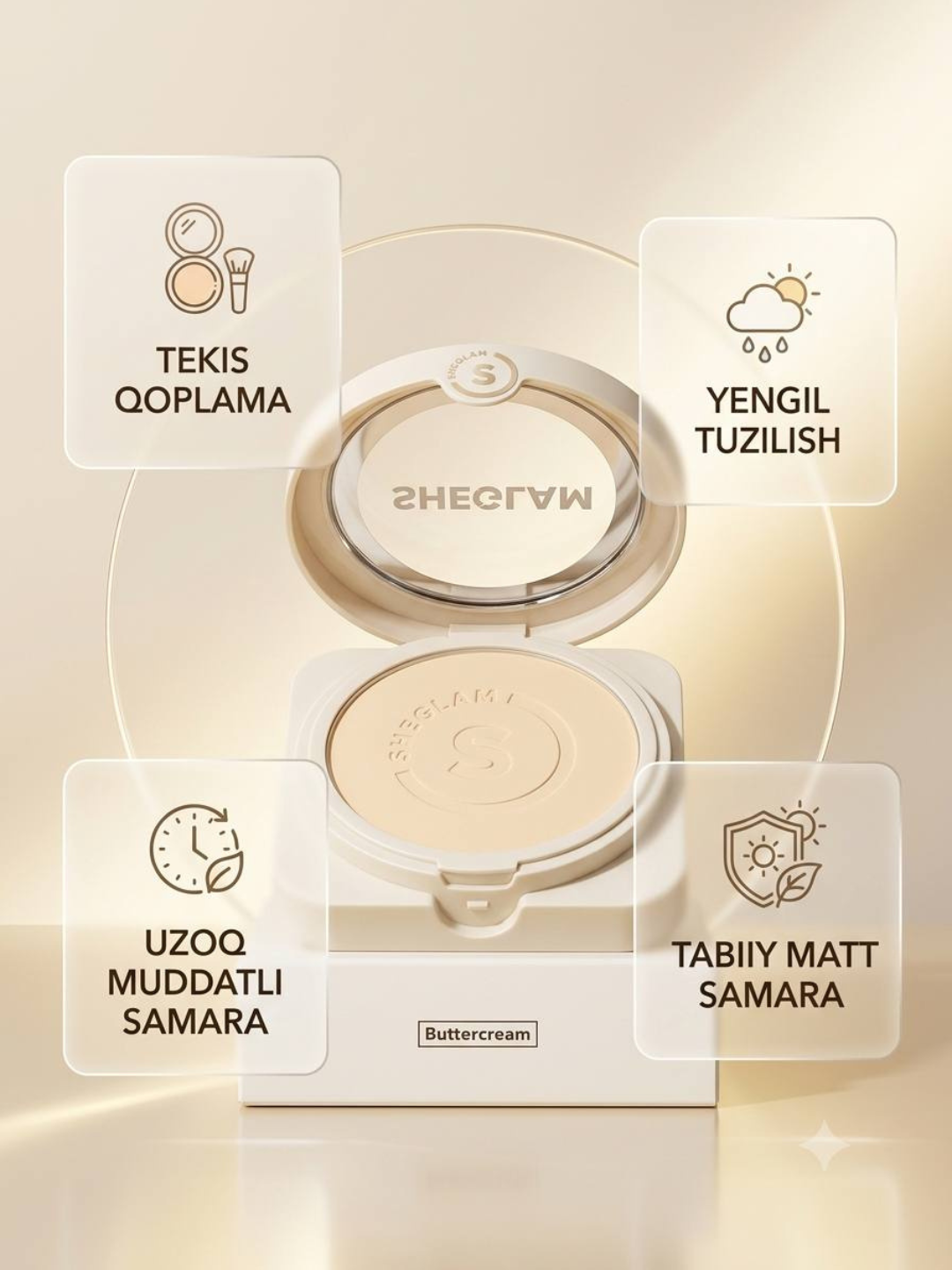Yuz uchun professional ixcham SHEGLAM kukuni - 