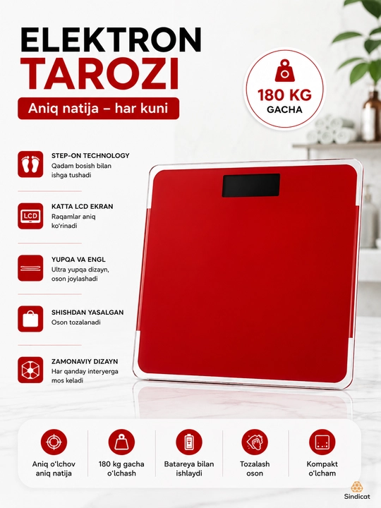 Elektron pol tarozi, fitnes tarozi, tana uchun, uy uchun, 180 kg - 
