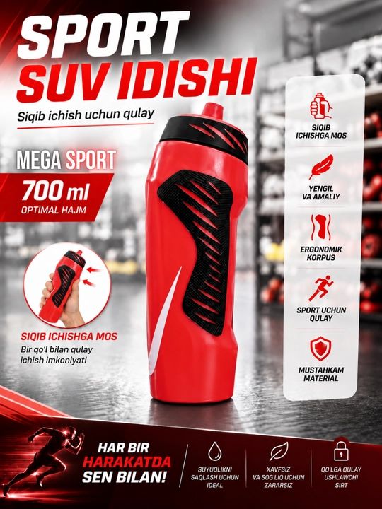 Yugurish va mashg‘ulot uchun sport suv idishi - 