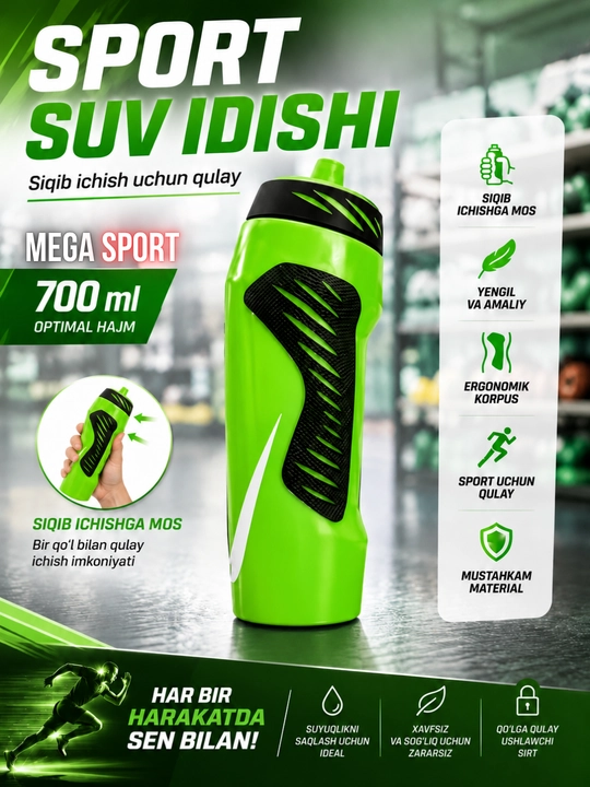 Yugurish va mashg‘ulot uchun sport suv idishi - 