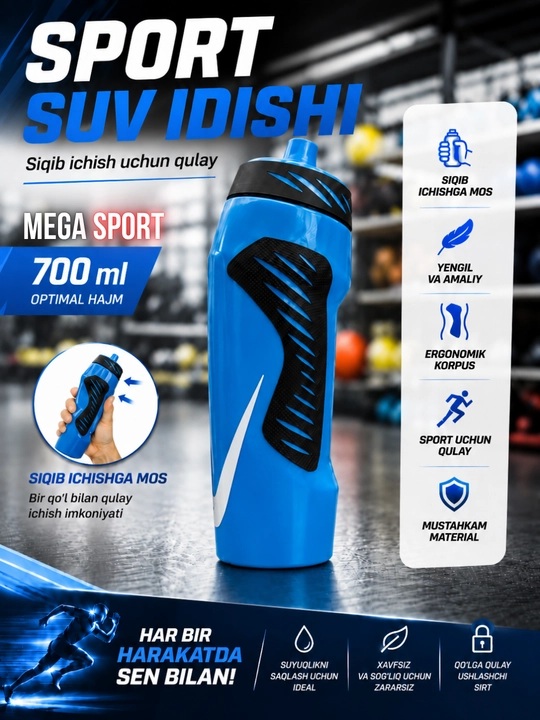 Yugurish va mashg‘ulot uchun sport suv idishi - 