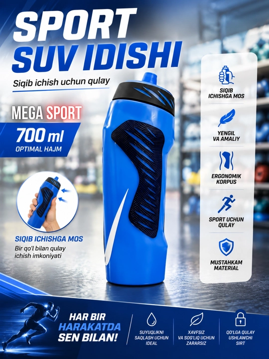 Yugurish va mashg‘ulot uchun sport suv idishi - 