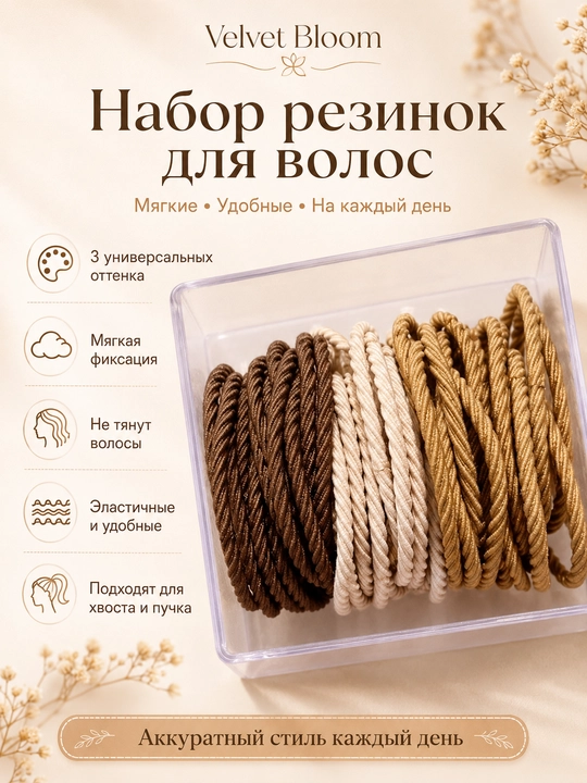 Комплект мягких резинок для волос
