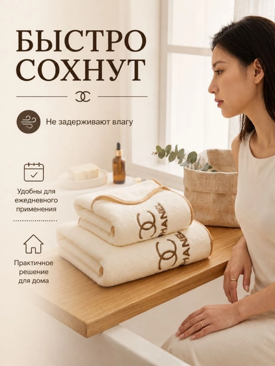 Набор полотенец банных и для лица: мягкое полотенце из микрофибры, комплект 2 шт