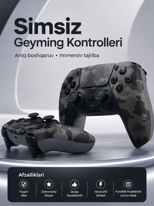 PS5 DualSense Simsiz Controller – Bluetooth, Vibratsiya va Premium O‘yin Joystigi - 