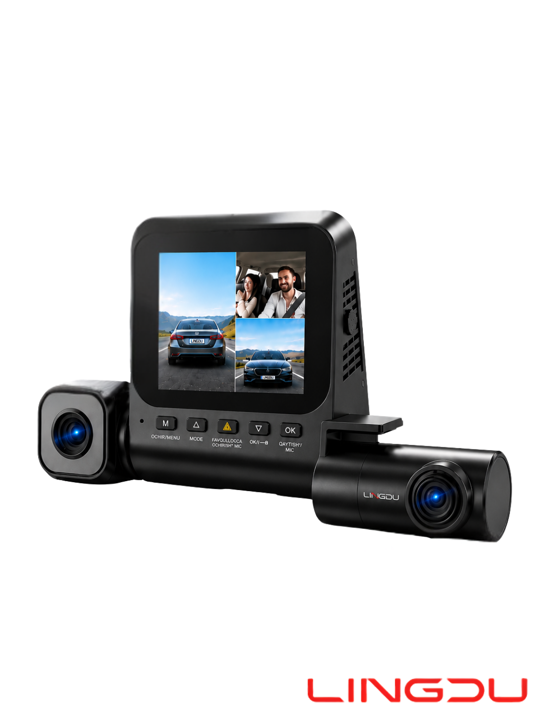 LINGDU V630 4K Ultra HD Black Box Dash Kamera (Old, Salon, Orqa), GPS, Wi-Fi, tun ko‘rish