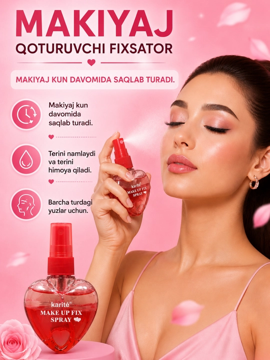 Makiyajni fiksatsiyalash uchun sprey, makeup fix spray - 
