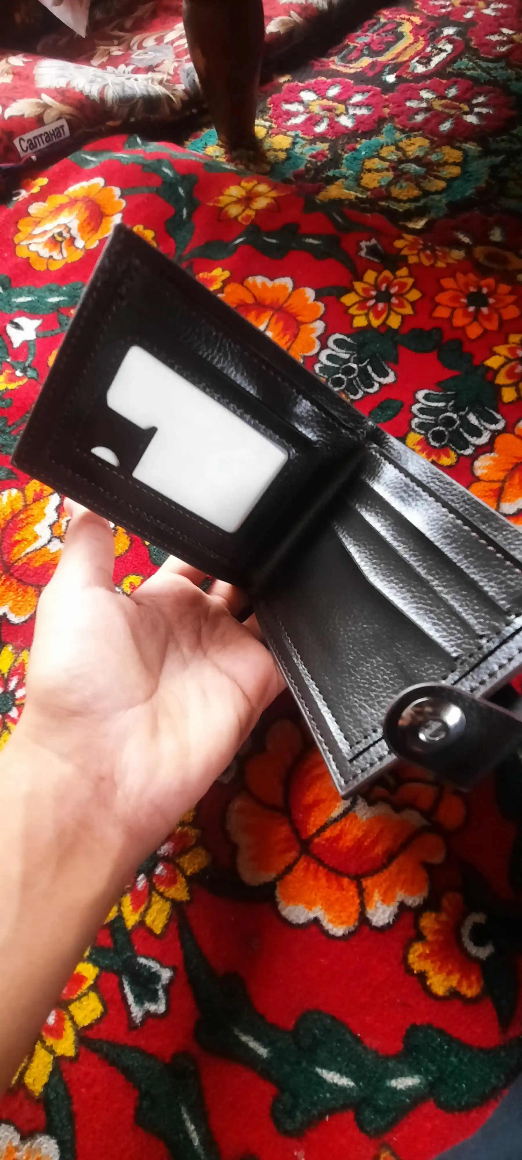 Erkaklar hamyoni, portmone, tugmali qulflash eko charm kashelek, o'lcham 12 * 10 sm