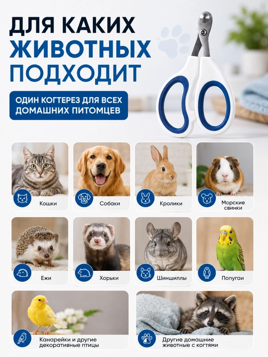 Когтерез для кошек и собак с ограничителем, секатор для грызунов, кроликов и птиц