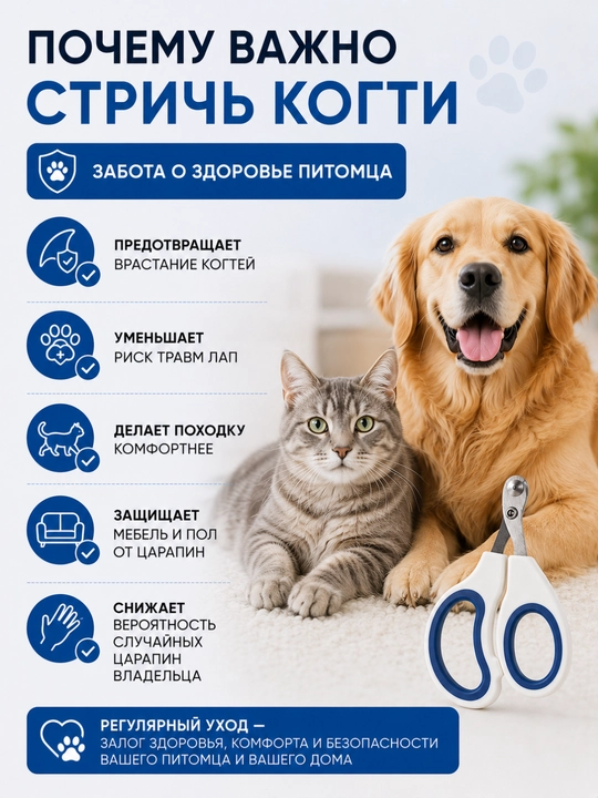 Когтерез для кошек и собак с ограничителем, секатор для грызунов, кроликов и птиц