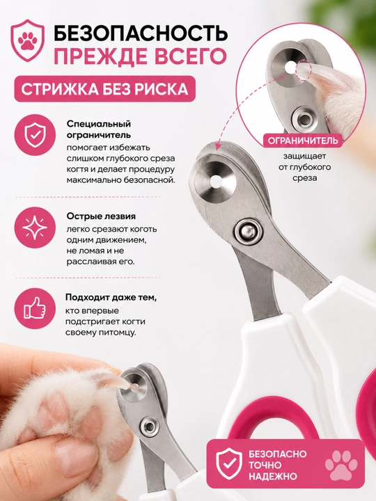 Когтерез для кошек и собак с ограничителем, секатор для грызунов, кроликов и птиц