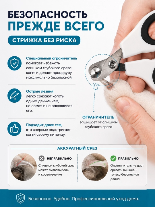 Когтерез для кошек и собак с ограничителем, секатор для грызунов, кроликов и птиц