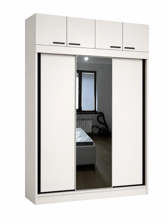 Kupe shkaf, oynali, oq, antresolli, zamonaviy, premium - 