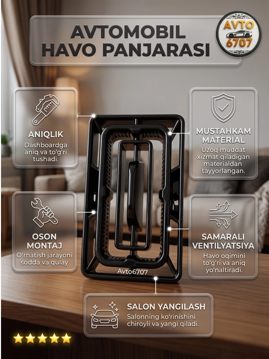 Damas va Labo uchun deflektor Mers uslubida havo chiqarish panjarasi, qora avto tuning